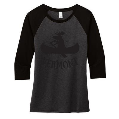 Vermont Moose Canoe Vacation T Women's Tri-Blend 3/4-Sleeve Raglan Shirt