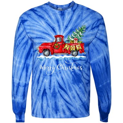 Vintage Merry Christmas Red Truck Old Fashioned Christmas Cute Gift Tie-Dye Long Sleeve Shirt