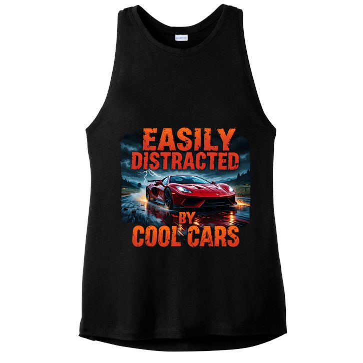 Vintage Muscle Car Easily Distracted By Cool Cars  Gift Ladies PosiCharge Tri-Blend Wicking Tank
