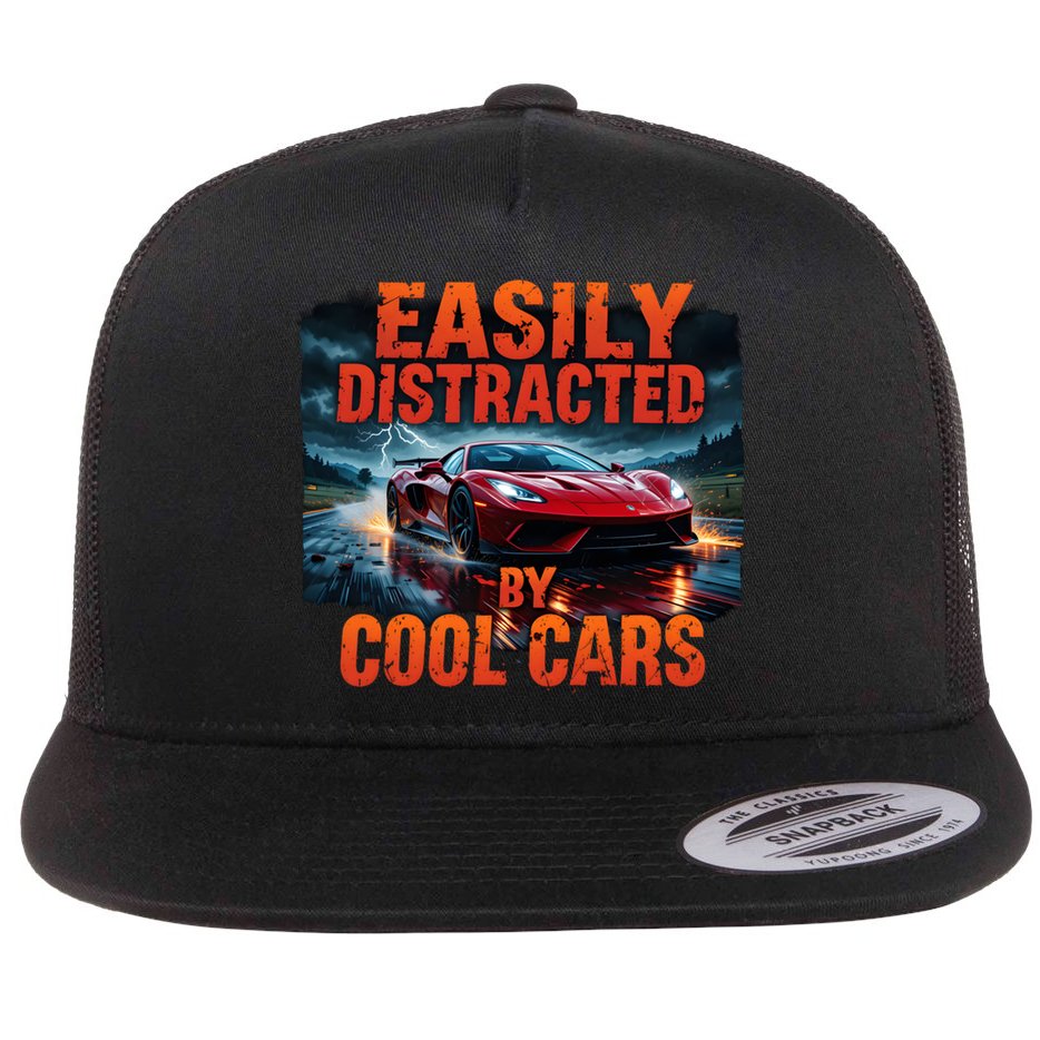 Vintage Muscle Car Easily Distracted By Cool Cars  Gift Flat Bill Trucker Hat