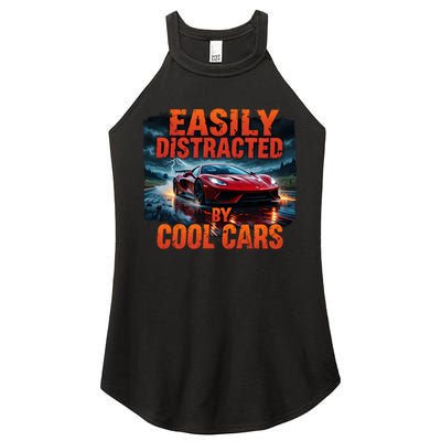 Vintage Muscle Car Easily Distracted By Cool Cars  Gift Women's Perfect Tri Rocker Tank