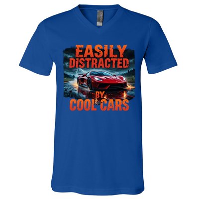 Vintage Muscle Car Easily Distracted By Cool Cars  Gift V-Neck T-Shirt