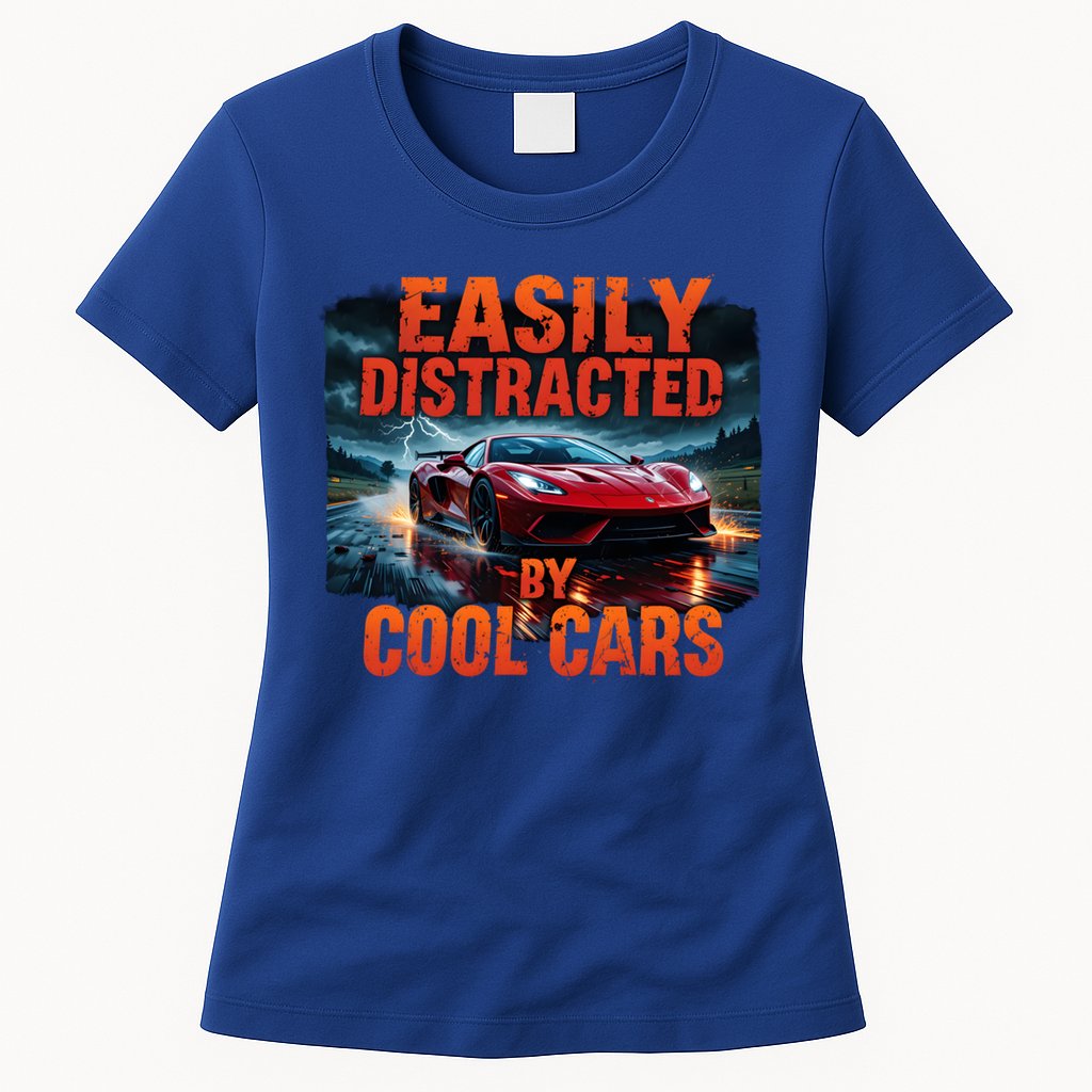 Vintage Muscle Car Easily Distracted By Cool Cars  Gift Womens T-Shirt