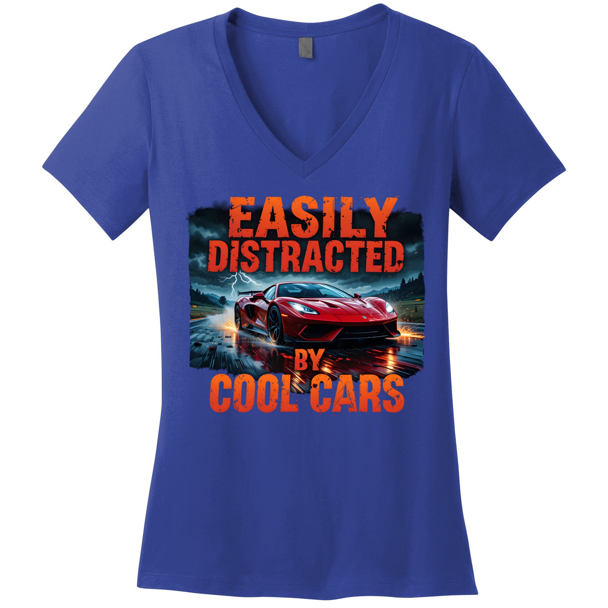 Vintage Muscle Car Easily Distracted By Cool Cars  Gift Women's V-Neck T-Shirt