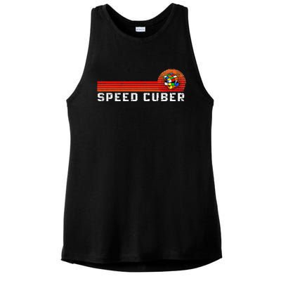 Vintage Math Cuber Heartbeat Speed Cubing Puzzle Lover Cube Ladies PosiCharge Tri-Blend Wicking Tank