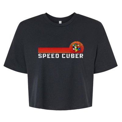 Vintage Math Cuber Heartbeat Speed Cubing Puzzle Lover Cube Bella+Canvas Jersey Crop Tee