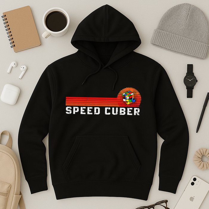Vintage Math Cuber Heartbeat Speed Cubing Puzzle Lover Cube Hoodie
