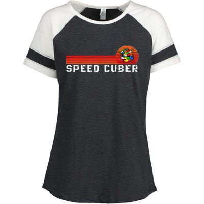 Vintage Math Cuber Heartbeat Speed Cubing Puzzle Lover Cube Enza Ladies Jersey Colorblock Tee