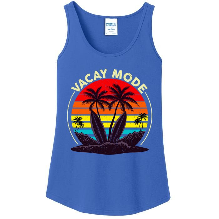 Vacay Mode Coconut Palm Trees Retro Surfing Summer Vibes Great Gift Ladies Essential Tank