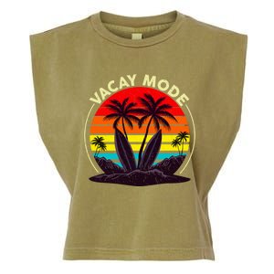 Vacay Mode Coconut Palm Trees Retro Surfing Summer Vibes Great Gift Garment-Dyed Women's Muscle Tee