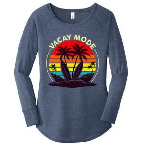 Vacay Mode Coconut Palm Trees Retro Surfing Summer Vibes Great Gift Women's Perfect Tri Tunic Long Sleeve Shirt