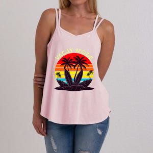 Vacay Mode Coconut Palm Trees Retro Surfing Summer Vibes Great Gift Women's Strappy Tank