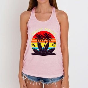 Vacay Mode Coconut Palm Trees Retro Surfing Summer Vibes Great Gift Women's Knotted Racerback Tank