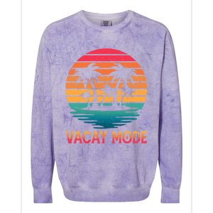 Vacay Mode Coconut Palm Trees Retro Tropical Summer Vibes Cute Gift Colorblast Crewneck Sweatshirt