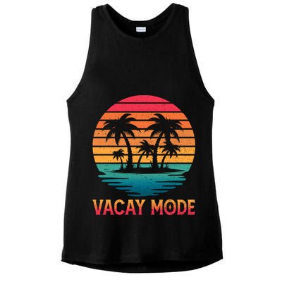 Vacay Mode Coconut Palm Trees Retro Tropical Summer Vibes Cute Gift Ladies PosiCharge Tri-Blend Wicking Tank
