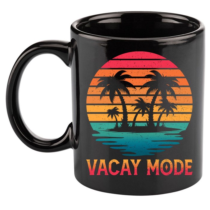 Vacay Mode Coconut Palm Trees Retro Tropical Summer Vibes Cute Gift 11oz C Handle Ceramic Mug