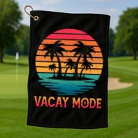 Vacay Mode Coconut Palm Trees Retro Tropical Summer Vibes Cute Gift Golf Towel