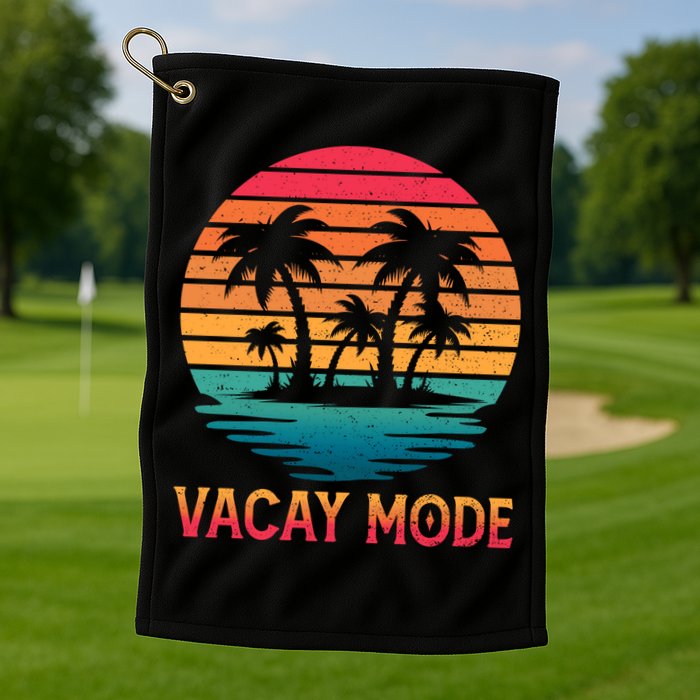 Vacay Mode Coconut Palm Trees Retro Tropical Summer Vibes Cute Gift Golf Towel
