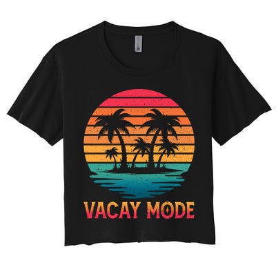 Vacay Mode Coconut Palm Trees Retro Tropical Summer Vibes Cute Gift Crop Top