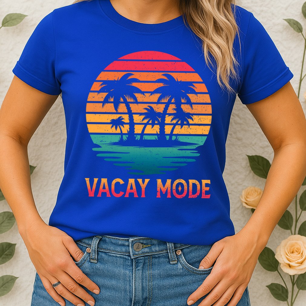 Vacay Mode Coconut Palm Trees Retro Tropical Summer Vibes Cute Gift Womens T-Shirt