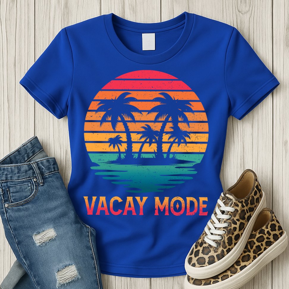 Vacay Mode Coconut Palm Trees Retro Tropical Summer Vibes Cute Gift Womens T-Shirt