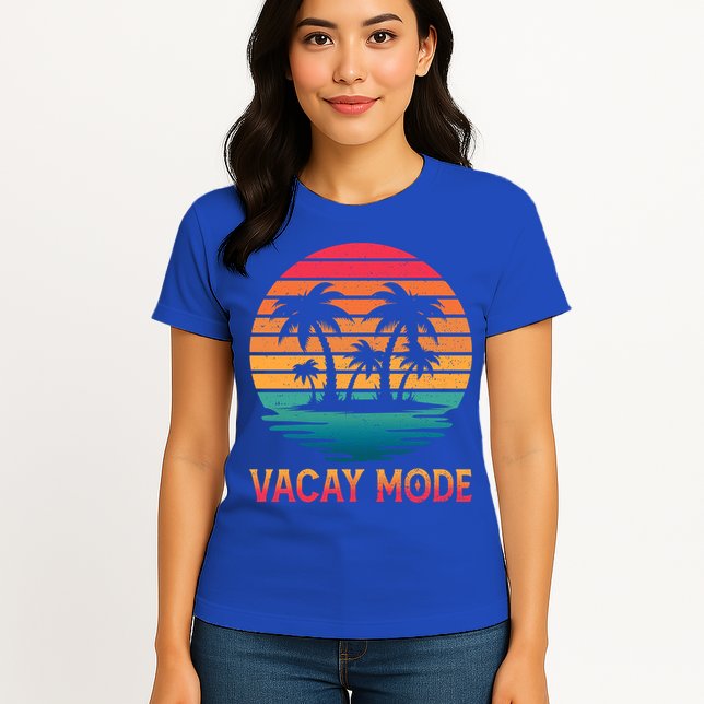 Vacay Mode Coconut Palm Trees Retro Tropical Summer Vibes Cute Gift Womens T-Shirt