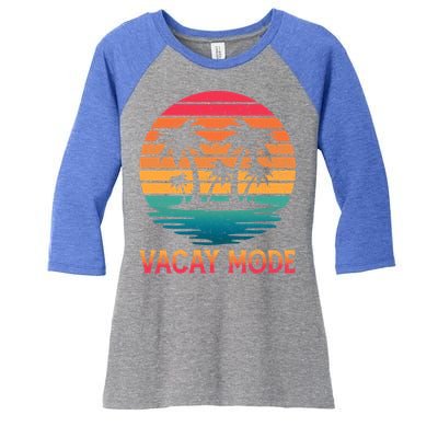 Vacay Mode Coconut Palm Trees Retro Tropical Summer Vibes Cute Gift Women's Tri-Blend 3/4-Sleeve Raglan Shirt
