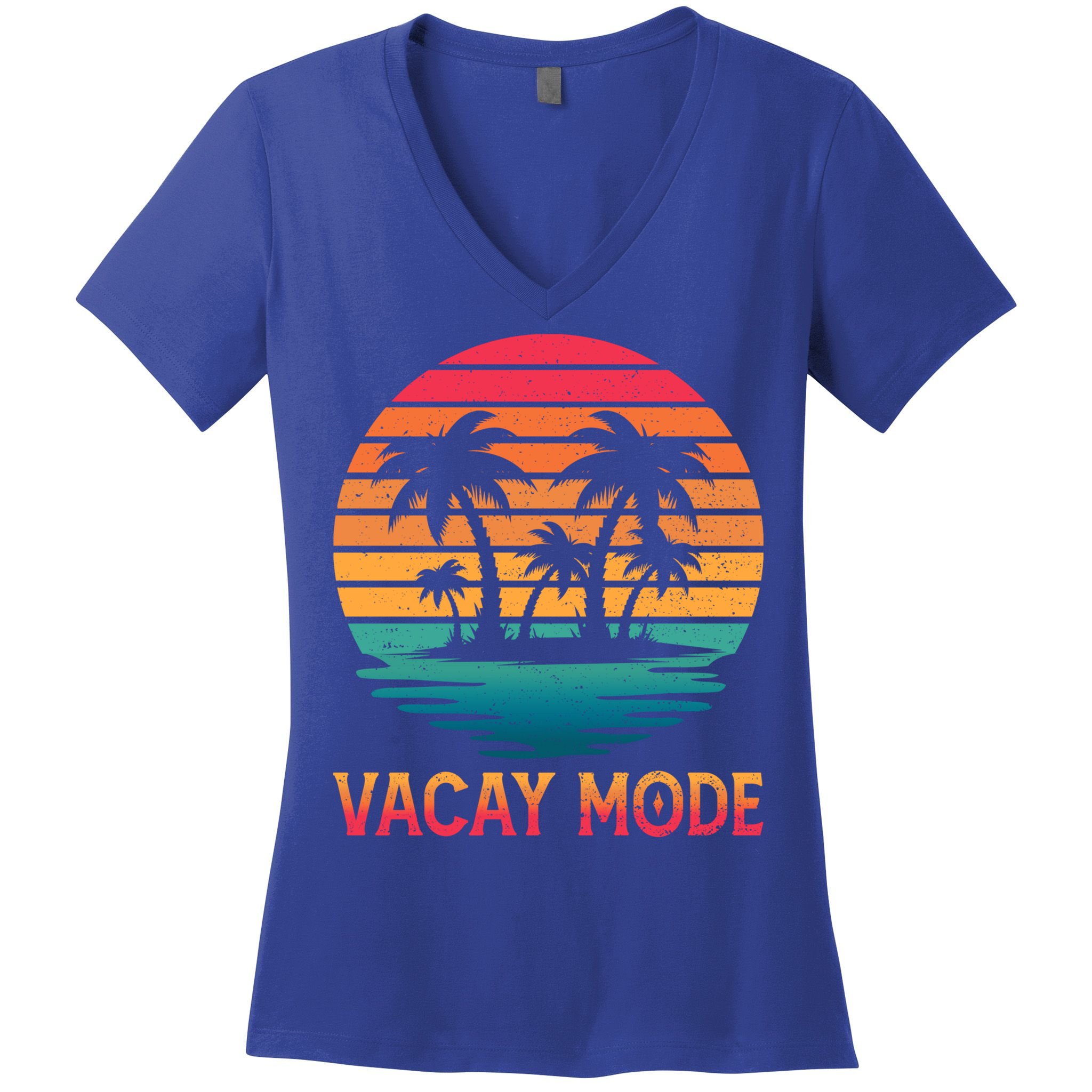 Vacay Mode Coconut Palm Trees Retro Tropical Summer Vibes Cute Gift Women's V-Neck T-Shirt