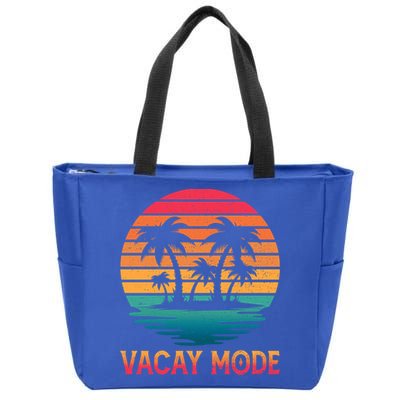 Vacay Mode Coconut Palm Trees Retro Tropical Summer Vibes Cute Gift Zip Tote Bag