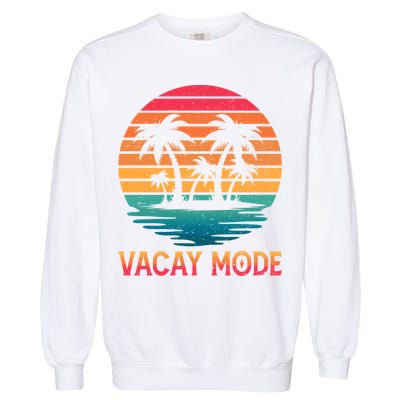 Vacay Mode Coconut Palm Trees Retro Tropical Summer Vibes Cute Gift Garment-Dyed Sweatshirt