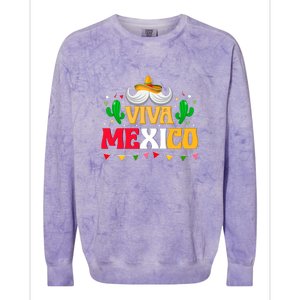 Viva Mexico Cinco De Mayo Gift Funnt Beard Colorblast Crewneck Sweatshirt