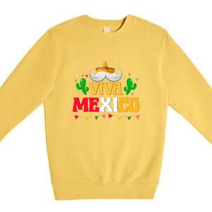 Viva Mexico Cinco De Mayo Gift Funnt Beard Premium Crewneck Sweatshirt