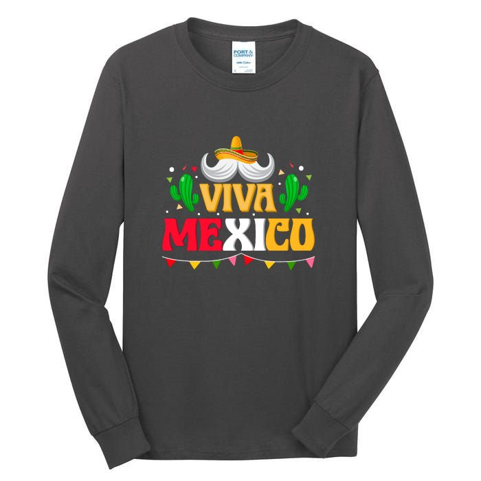 Viva Mexico Cinco De Mayo Gift Funnt Beard Tall Long Sleeve T-Shirt