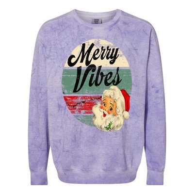 Vintage Merry Christmas Vibes Santa Claus Fun Old Fashioned Colorblast Crewneck Sweatshirt