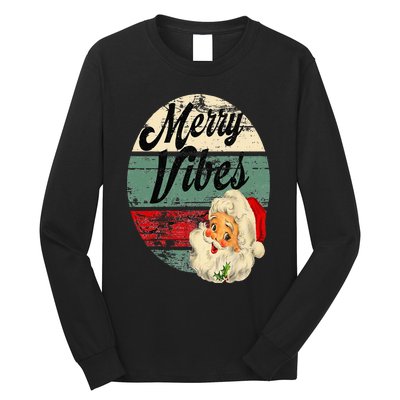 Vintage Merry Christmas Vibes Santa Claus Fun Old Fashioned Long Sleeve Shirt