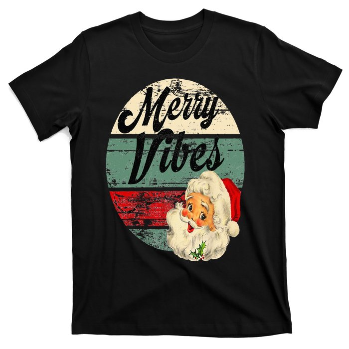 Vintage Merry Christmas Vibes Santa Claus Fun Old Fashioned T-Shirt