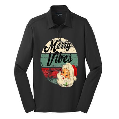 Vintage Merry Christmas Vibes Santa Claus Fun Old Fashioned Silk Touch Performance Long Sleeve Polo