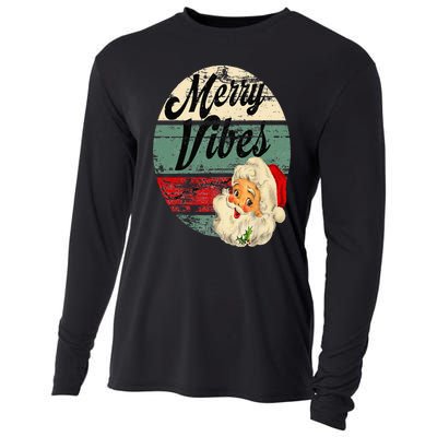 Vintage Merry Christmas Vibes Santa Claus Fun Old Fashioned Cooling Performance Long Sleeve Crew