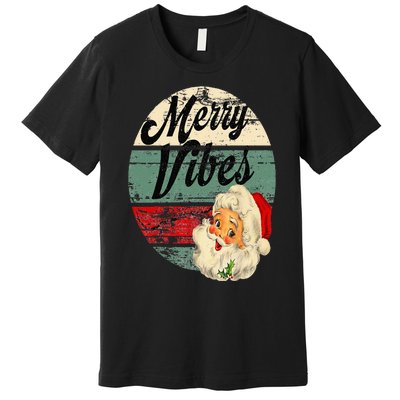 Vintage Merry Christmas Vibes Santa Claus Fun Old Fashioned Premium T-Shirt