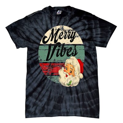 Vintage Merry Christmas Vibes Santa Claus Fun Old Fashioned Tie-Dye T-Shirt