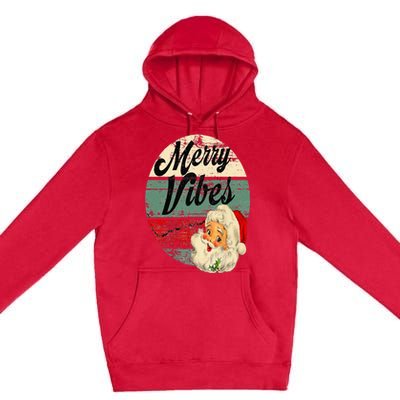 Vintage Merry Christmas Vibes Santa Claus Fun Old Fashioned Premium Pullover Hoodie