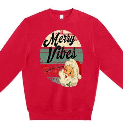 Vintage Merry Christmas Vibes Santa Claus Fun Old Fashioned Premium Crewneck Sweatshirt