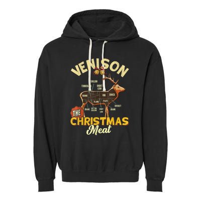 Venison Meat Chart The Christmas Meat Deer Hunter Hunting Garment-Dyed Fleece Hoodie