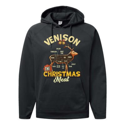 Venison Meat Chart The Christmas Meat Deer Hunter Hunting Performance Fleece Hoodie