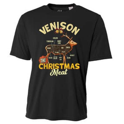 Venison Meat Chart The Christmas Meat Deer Hunter Hunting Cooling Performance Crew T-Shirt