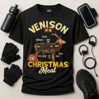 Venison Meat Chart The Christmas Meat Deer Hunter Hunting Cooling Performance Crew T-Shirt