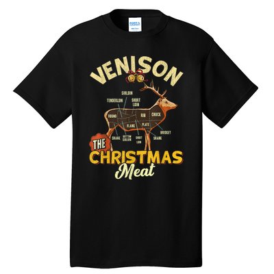 Venison Meat Chart The Christmas Meat Deer Hunter Hunting Tall T-Shirt