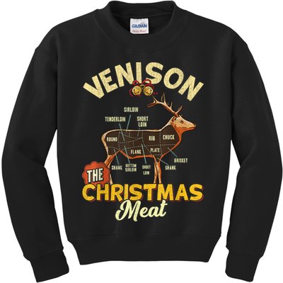 Venison Meat Chart The Christmas Meat Deer Hunter Hunting Kids Sweatshirt