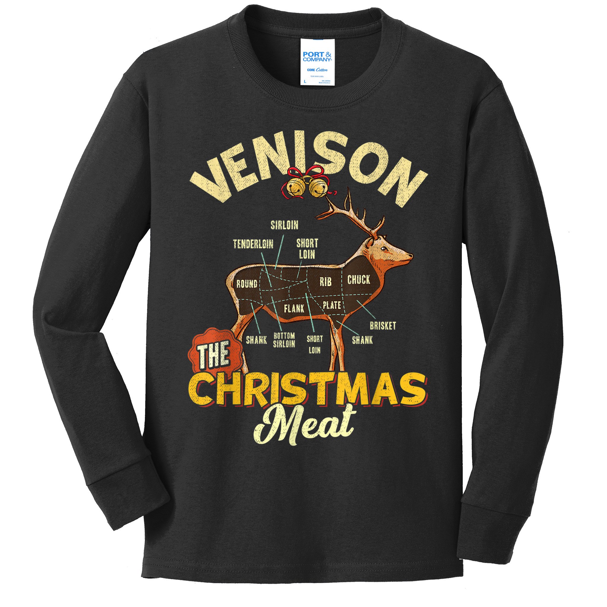 Venison Meat Chart The Christmas Meat Deer Hunter Hunting Kids Long Sleeve Shirt