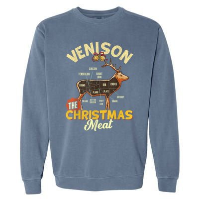 Venison Meat Chart The Christmas Meat Deer Hunter Hunting Garment-Dyed Sweatshirt